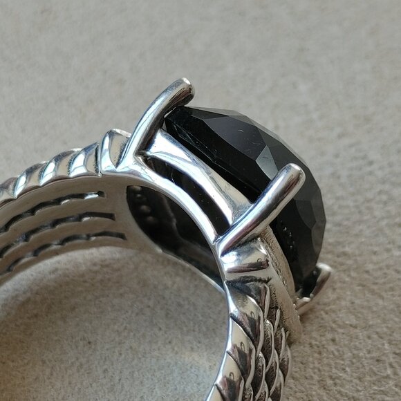David Yurman Wheaton 925 Sterling Silver Ring Black Onyx & Diamond size 9 - Picture 4 of 11